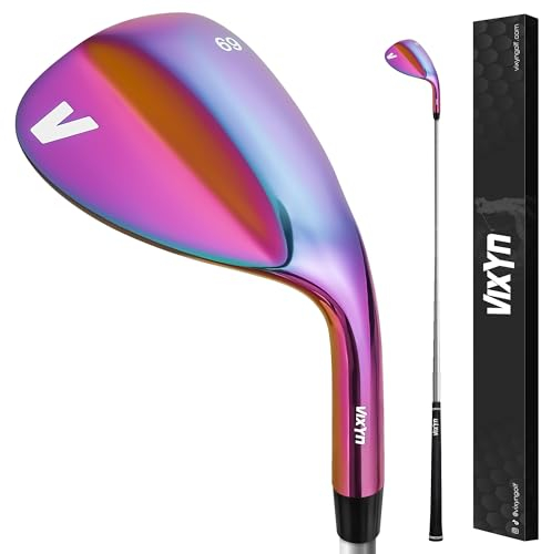 VIXYN 69 Grad Keil für Golf - Lob Wedge mit gefräster Fläche für mehr Spin - Golfschläger Sandkeil für Golfer (Rainbow 69)
