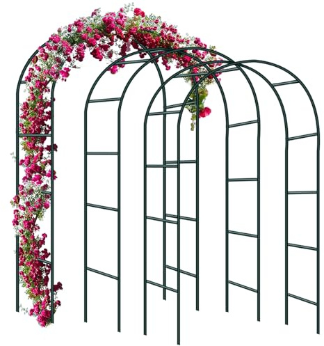 Forever Speed 3PCS Arco per Rose Rampicanti, Decorazione Giardino, Garden Pergolas Metallo Arco Sostegno per Piante Rampicanti 240 x 140 x 38 CM/Verde