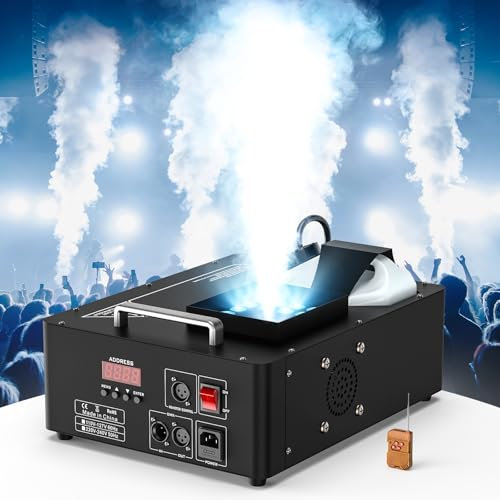 DELIBANG Máquina de Humo 24 LED, 1800W con Remoto Inalámbrico, Bengalas de Humo de Colores para DJ, Fiestas, Halloween, Bodas, Escenarios, Negro