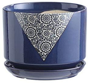 Cute Small Flower Pots Plant Pot Ceramic Flower Planters Indoor Modern Succulents Containers with Drain Hole Saucer Decorate Home Office Outdoor Small Flower Pots (Color : Blue Size : A) (Blue B)