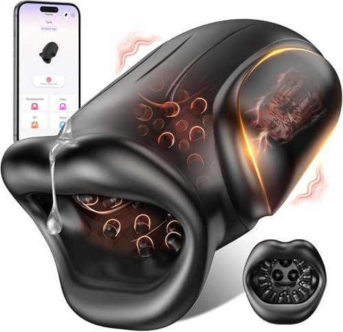 Masturbatore Uomo Sex Toys, Bocca Grande Masturbtore per Pene Automatico con 9 Vibrazione & Controllo dell'APP, Sexytoysys Uomo Vibratore 3D Realista Vagina Pompa Sex Toy