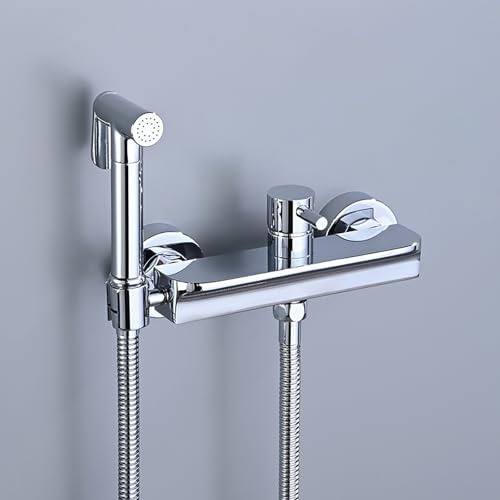 Spruzzatore per Bidet Portatile, Bidet Portatile Kit Acqua Calda e Fredda Doccetta per Bidet a Mano a Parete Ottone Doccetta Bidet con Tubo Doccia da 1.5m(Chrome)