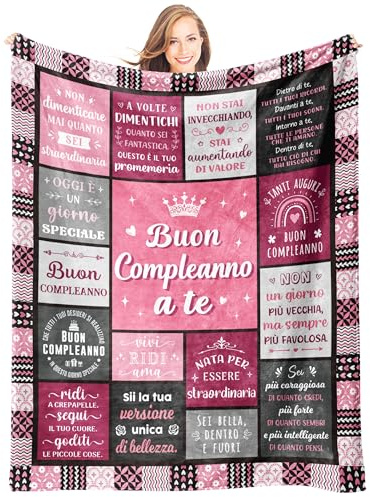 Giftasy Regalo Donna Compleanno, Regalo Amica - Idee Coperta Plaid Piena di Benedizioni, Regali Compleanno Donna Originale per Migliore Amica, Mamma, Nonna, Sorella, Figlia, Fidanzata (157x132 cm)