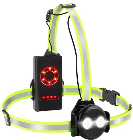 Fashioz Luce Running, Luce Corsa Ricaricabile USB, Regolabile a 90° Corsa Notturna con 4 Modelli,Strisce Riflettenti Professionale Lampada per Jogging, Sport all'aria aperta