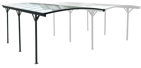 sweeek - Extension de carport de 15m² en Aluminium Anthracite et Polycarbonate - Extension Le Mans 5x3m - abri de Voiture
