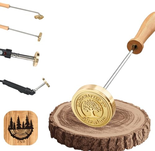 Brandeisen für Holz Personalisiert mit Logo, Brennstempel für Leder Fleisch, Professionelles Branding Eisen für Holzbearbeitung, Handcrafted by Design, Hochwertiges Metalleisen Tool