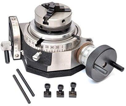 Table rotative inclinable 100 mm avec mandrin à 3 mâchoires 65 mm pour fraiseuse