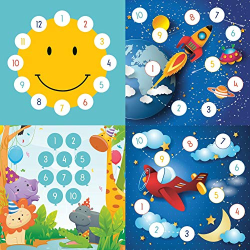 4 x Belohnungsset Flugzeug + Sonne + Partytiere + Weltraum mit grossen Aufklebern Kinderbelohnung Belohnungstafel