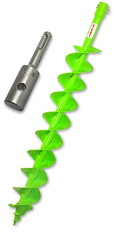 WERHE Erdbohrer 100 mm mit SDS Plus Aufnahme robuste Bohrspitze Pfahlbohrer Bohrer Doppel-Welle