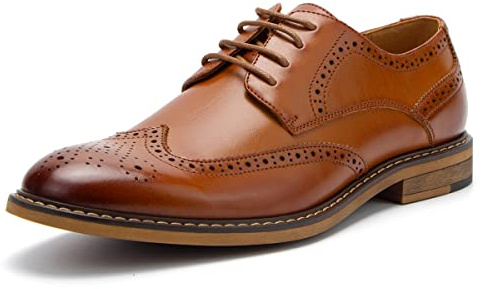 Temeshu Men's Dress Shoes Casual Oxford Shoes Business Formal Shoes DS09 Brown 10.5