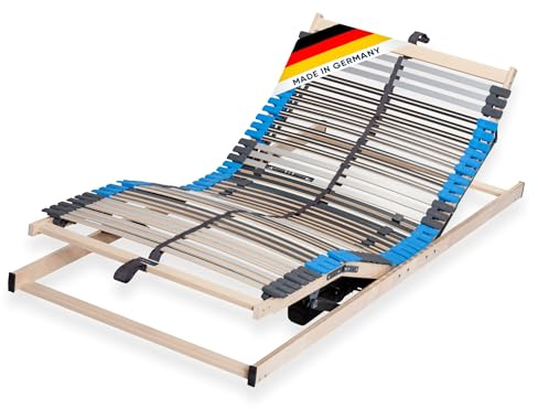 CubeSleep Pure ECO elektrisk 7-zons ribbotten 42 lameller 90 x 200 cm | Elektrisk huvud- och fotdel | färdigmonterad | nödsänkning | Tillverkad i Tyskland/GS-certifierad
