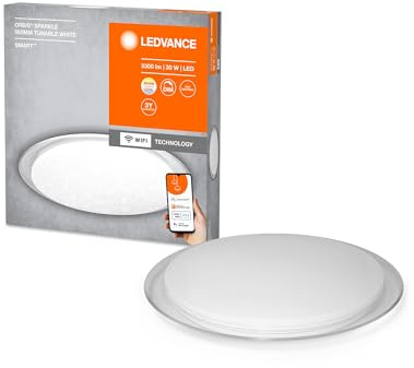 LEDVANCE ORBIS SPARKLE SMART+ WiFi Leuchte Ø 56cm, dimmbare LED Deckenleuchte für den Innenbereich, atemberaubender Glitzereffekt, 30W, einstellbare Farbtemperatur von 2700-6500K, 3300 Lumen, weiß