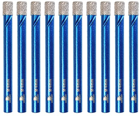BRSCHNITT Diamond Dry Drill Bit Tile Drill Bit 6 mm - Pack of 10 Diamond Drill Bits - Hole Saw for Ceramic, Granite, Porcelain, Tiles, Porcelain Stoneware, Masonry, Marble, Masonry
