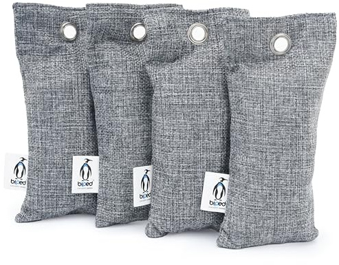 biped FRESH! Plantillas desodorantes de carbón de bambú para zapatos - secador de zapatos natural - eliminador de olores para zapatos malolientes z2811(4 piezas, gris)