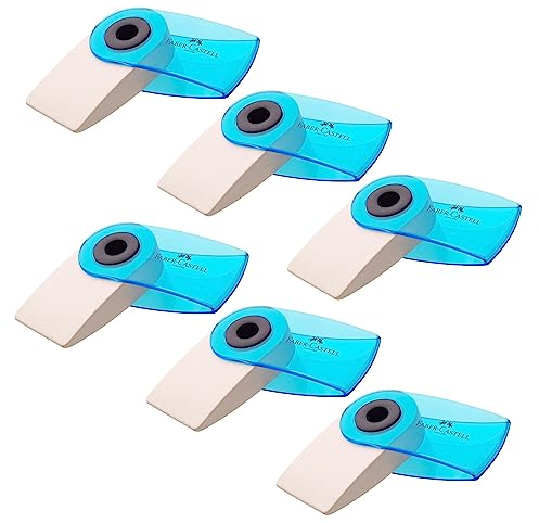 FABER-CASTELL 205050 - Radiergummi Sleeve Mini, transluzent, farblich sortiert (keine Farbauswahl möglich), 6 Stück