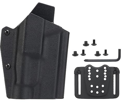 Kydex Fondina tattica leggera per Glock17/19/19X/45 con torcia TLR-1 Fondina per pistola a sgancio rapido QLS Kit Airsoft Gear (Black)