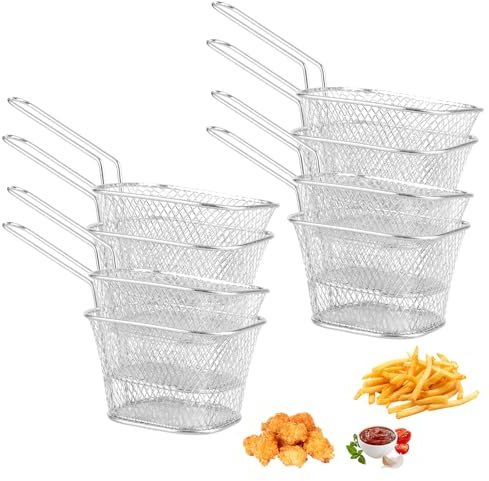 CYEER 8 cestini per friggere, in Acciaio Inox, per Patatine Fritte, Piccoli cestini per friggere, Patatine, gamberetti, Anelli di Cipolla, Frittierkorb-1