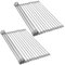 MOUYAT 2 Pack Roll Up Dish Drying Rack, 304 Stainless Steel Over Sink Drainer Rack with Non-Slip Silicone, Foldable Sink Drainer Rack for Kitchen Countertop, and Over-the-Sink Draining (43 x 35cm)