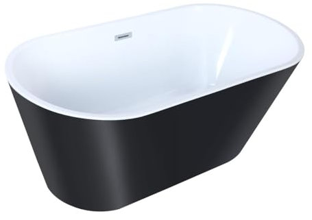 Vente-unique-Freistehende Badewanne Design - 201 L - 150 x 70 x 58 cm - Schwarz - TWIGGY