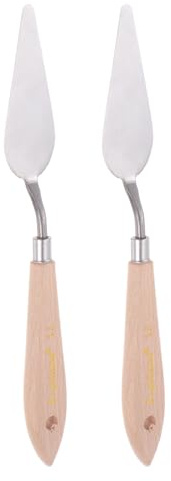 QUARKZMAN 2pz No.15 Spatole per Pittura Spatola a Punta Acciaio Inossidabile con Manico Legno di Faggio per Diffusione Miscelazione Tela Pittura Olio Acrilica