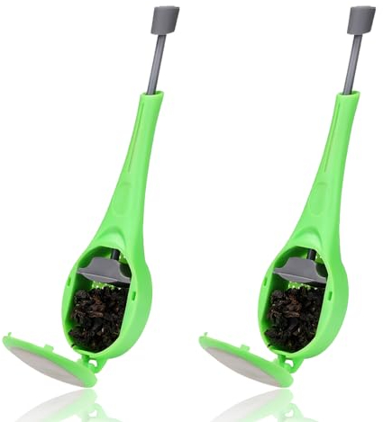 Teegxddy 2 Stücks teesieb für losen Tee wiederverwendbar,Push-Typ-Design teeei für losen Tee für die Meisten Tasseteekanne