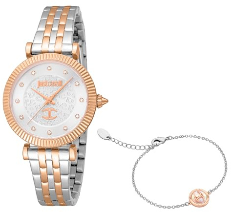 Just Cavalli JC1L266M0065 Women's Analogue Quartz Watch with Stainless Steel Strap, Grey/Silver, Fashion