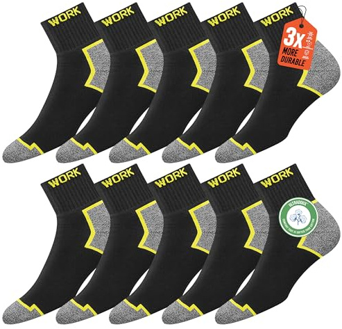 SOXCO 10 Pares Quarter Calcetines Hombre Trabajo Cortos WORK Socks, 39-42
