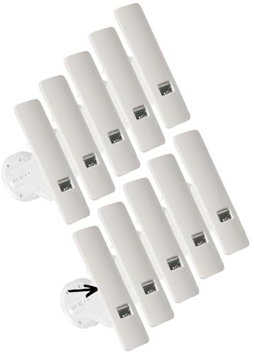 Rollwin 10x Blende für Rolladen Gurtwickler Unterputz 165mm bis 185mm Lochabstand anpassbar für Mauerkasten mit Gurtwickler Blende zum Clippen Weiß ohne Gurt für 23mm Rolladengurt geeignet für Wickler