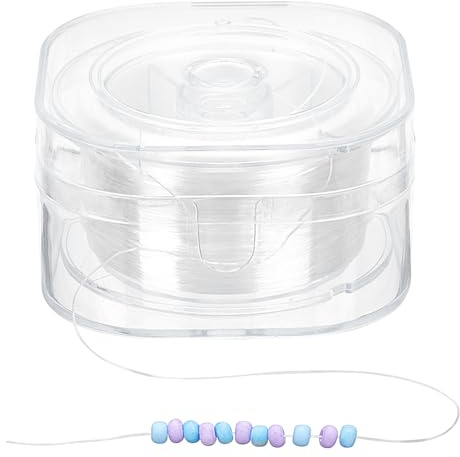 PH PandaHall 0.2mm Cordon élastique pour Bracelets, 200m Fil Plat de Perles Fil élastique de Bijoux Fil pour Perles de Rocaille Cordon élastique Fin pour Bracelets D'amitié, Colliers de Bijoux, Blanc