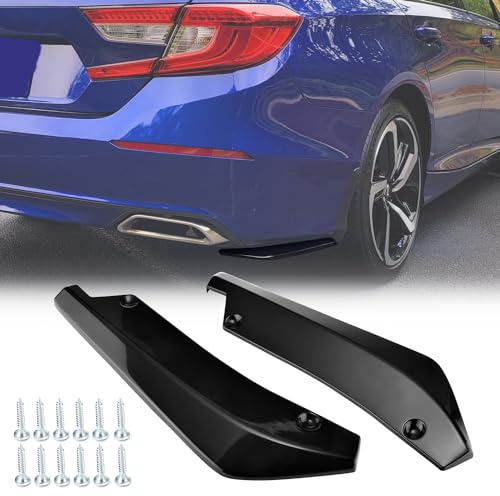 GEARCELL Rear Bumper Lip Splitter, Universal Car Modified Rear Bumper Canard，Diffuser Spoiler Lip Splitter Fins Protector, 1 Pair（Glossy Black）