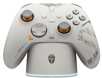 Thunderobot G80 PC Gaming Controller for NS/PC/iOS/Android, Adjustable Hall Joystick, Hall/Micro Triggers, Bluetooth Gaming Controller with Charging Dock, Optical Micro Switches, RGB Lighting (White)