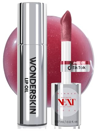 Wonderskin Lip Oil Rehab Serum - Tinted Lip Oil, Hydrating, Moisturizing, and Non-Sticky Deep Red Tint Serum for Dry Lips (Honey)