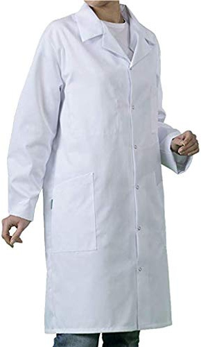 Blouse Blanche Chimie Lycee Coton, Blouse Chimie Laboratoire pour Femme Homme, Manche Longue Chemise de Médecin Collège avec Poche et Bouton Chimie étudiant et Lycée Hospital Industriel S-4XL
