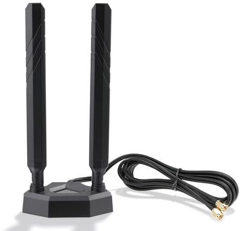 Eightwood WiFi 7 WiFi 6E Antenna Tri-Band 2.4GHz 5GHz 6GHz RP-SMA Antenna with Magnetic Base for Gaming PC Desktop Computer Motherboard PCIe Card, Wireless Router Modem
