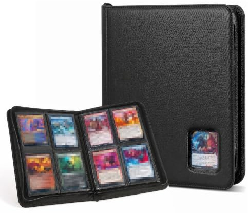 KORVORIA 160 Álbum para Tarjetas Toploader 3”x 4”, Album de Cartas Coleccionables con Ventana, Album para Cartas Magic, 4 Bolsillos de Carga Lateral