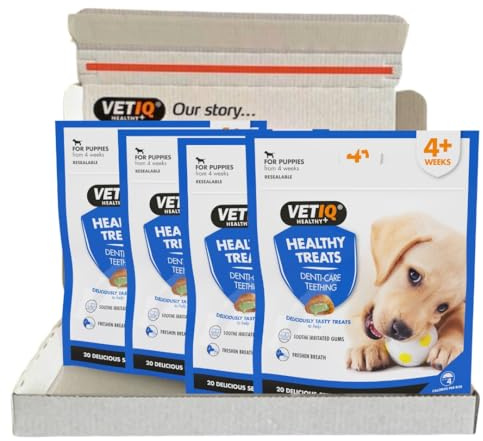 VETIQ Healthy Dental Soothing Teething Puppy Vitamin Treats (80 Servings) | Natural Chamomile, Peppermint & Clove Oils Soothe Gums & Freshen Breath. Reduces Destructive Chewing