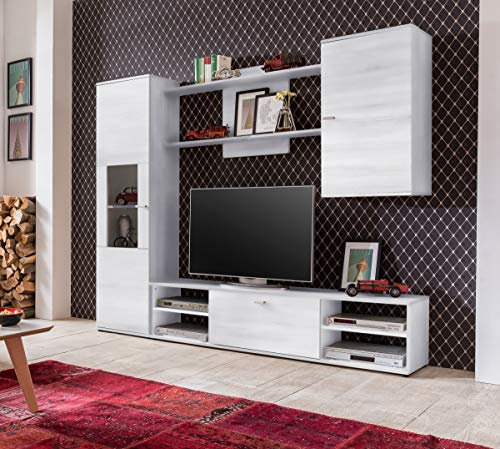 Cotta Collection Germanvox Parete attrezzata Soggiorno Arion Bianco Frassino L.225 P.36 H.185 cm