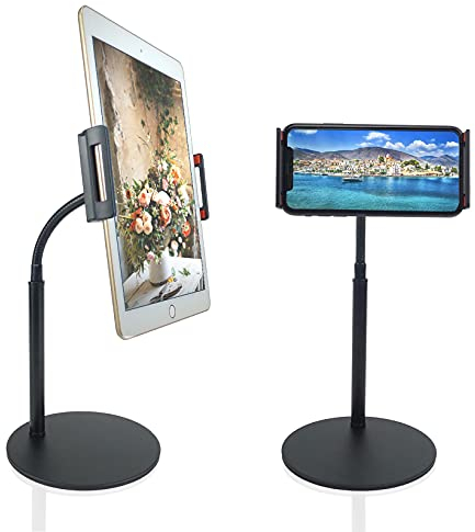 GRSTREE Tablet Stand，360°Adjustable Phone Holder, Height& Angle Adjustable, Improve Bad Posture, iPad holder Compatible with 4.7-11inch Phones&Tablets,Black