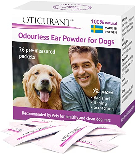 OTICURANT Ohrenpflege Ohrreiniger für Hund & Welpe Pulver geruchlos - 26 Beutel Ohrenschmalz Entferner gegen Juckreiz, Kratzen, Geruch Ohrenentzündung
