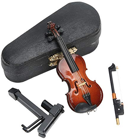 Mini modèle de violon tilleul miniature jouet imitation instrument de musique artisanat avec support et étui décoration de la maison pour la décoration de bureau anniversaire
