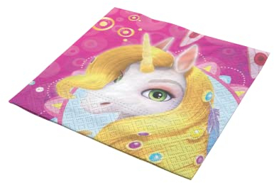 Party Factory `Mia & Me´ 20 Papier Servietten, 33x33cm, bunt, 3-lagig, Einwegservietten für Kindergeburtstag oder Mottoparty