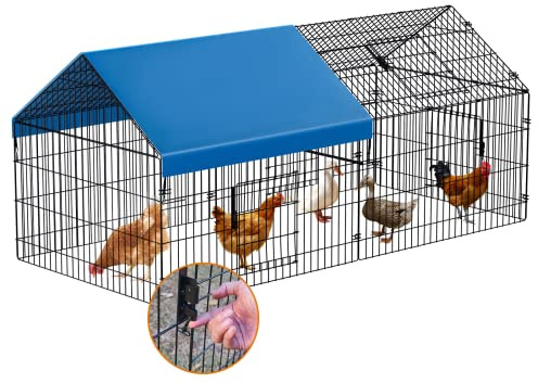 INJOPEXI Metal Chicken Coop 86×40×39 Chicken Runs for Yard with Cover Chicken Playpen Enclosure Chicken Pen Kennel Duck CoopCage for Outdoor Backyard Farm Rabbit Small Animal Dog Poultry Cat Hutch