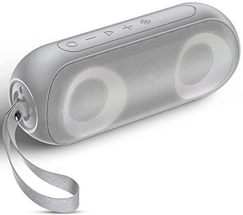 NOTABRICK Bluetooth Speaker, Portable Speakers Wireless with RGB Light, 30W Stereo Deep Bass, 100ft Range Bluetooth 5.0, IPX7 Waterproof, 15H Playtime for Home Outdoor Travel Party(Gray)