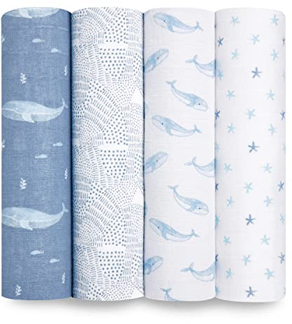 aden + anais™ große Bio-Baumwoll-Musselin-Pucktücher Oceanic in 4er-Packung