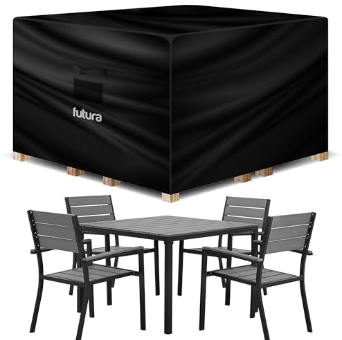 Futura Premium Square Garden Furniture Covers Waterproof 250x250x90cm, Heavy Duty 600D Oxford Fabric Outdoor Table, Patio & Rattan Garden Furniture Covers, PVC Lined, Air Vents and UV Safe