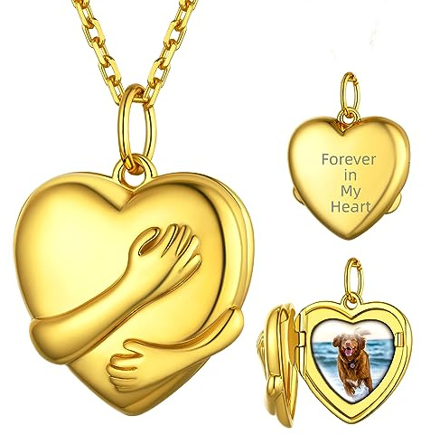 Supcare Médaillon en forme de cœur pour femme, à ouvrir, en argent sterling 925, avec gravure photo, texte, collier avec pendentif amulette - Bijou fantaisie personnalisé pour femmes et filles, Argent