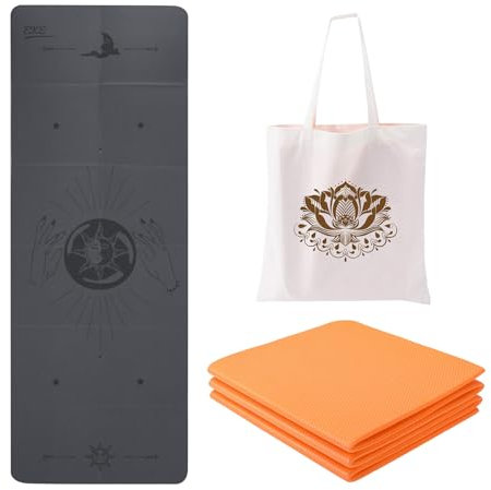 EKE Faltbare PU+TPE Yogamatte 5 mm Dicke, Standardgröße, Faltbar, Leicht und Tragbar, Ideal für Yoga, Pilates, Fitness, Sport, Training, inklusive Canvas-Tragetasche Geschenk