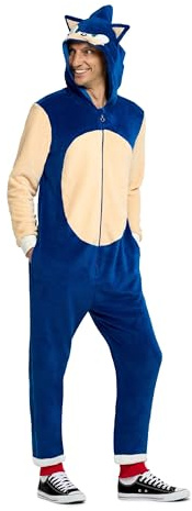 OppoSuits Erwachsene Einteiler Pyjama - Sonic Strampler - Sonic Der Igel Onesie - Blau