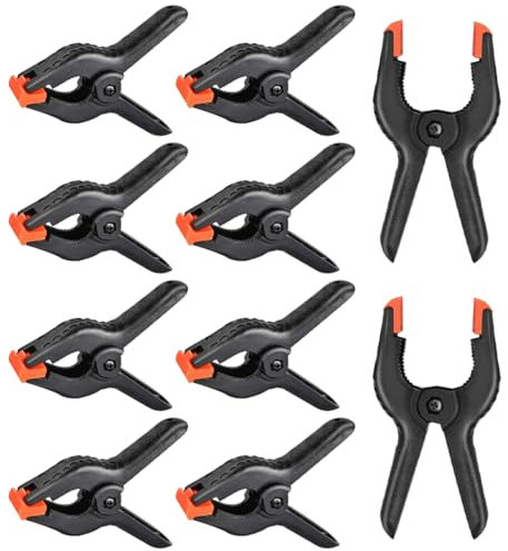 SIRLOMU 10 Pièces Pinces à Ressort Nylon Haute Performance, Serre-joints Plastique pour Travail du Bois, Projets DIY, Studios Photo, Fond Photo (3 Pouces)