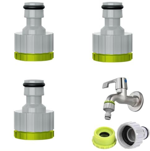 Heanvmyss 2 en 1 Raccord de Robinet 3 Pack,1/2” et 3/4” Adaptateurs de Robinet,Universel Raccord Tuyau D'arrosage,Connecteur de Robinet de Jardin,Set de Raccord de Tuyau pour l'Irrigation de Jardin(Ve